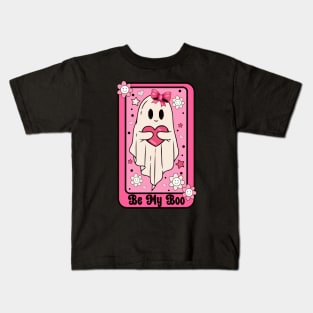 Be My Boo Retro Valentine Girl Ghost Valentine's day Kids T-Shirt